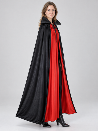 Long black and red cape cloak for carnival costume