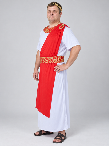 Carnival costume with red drape and ornament