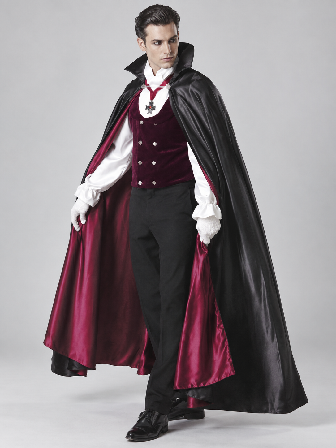 Adult Vampire Costume with Cape and Vest