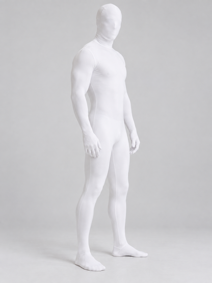 White Hooded Bodysuit with Long Sleeves