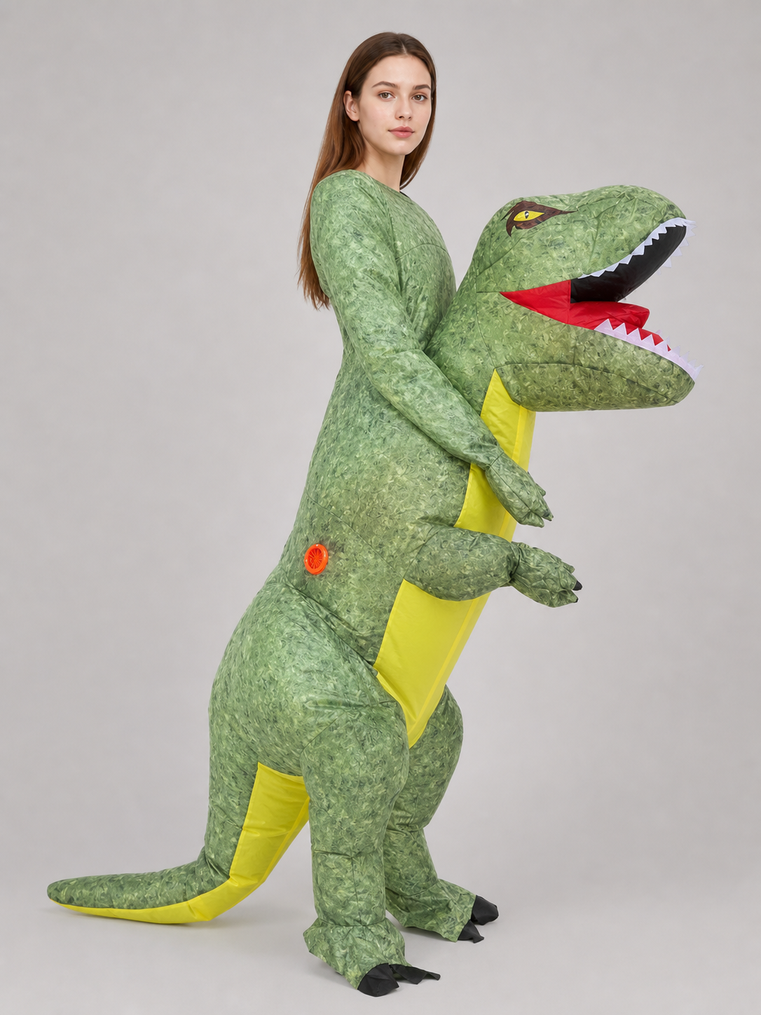 Green T-Rex Dinosaur Costume side view