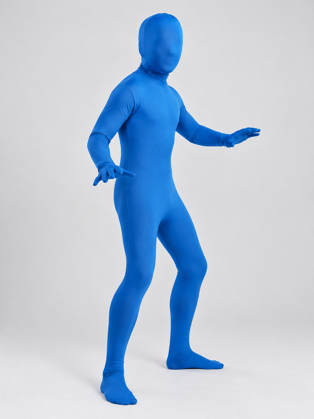 Blue Camouflage Jumpsuit Costume with Mask Hood