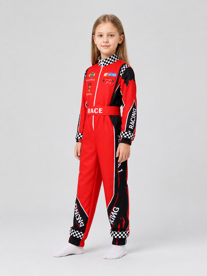 Red and Black Racing Jumpsuit for Cosplay with Belt side view