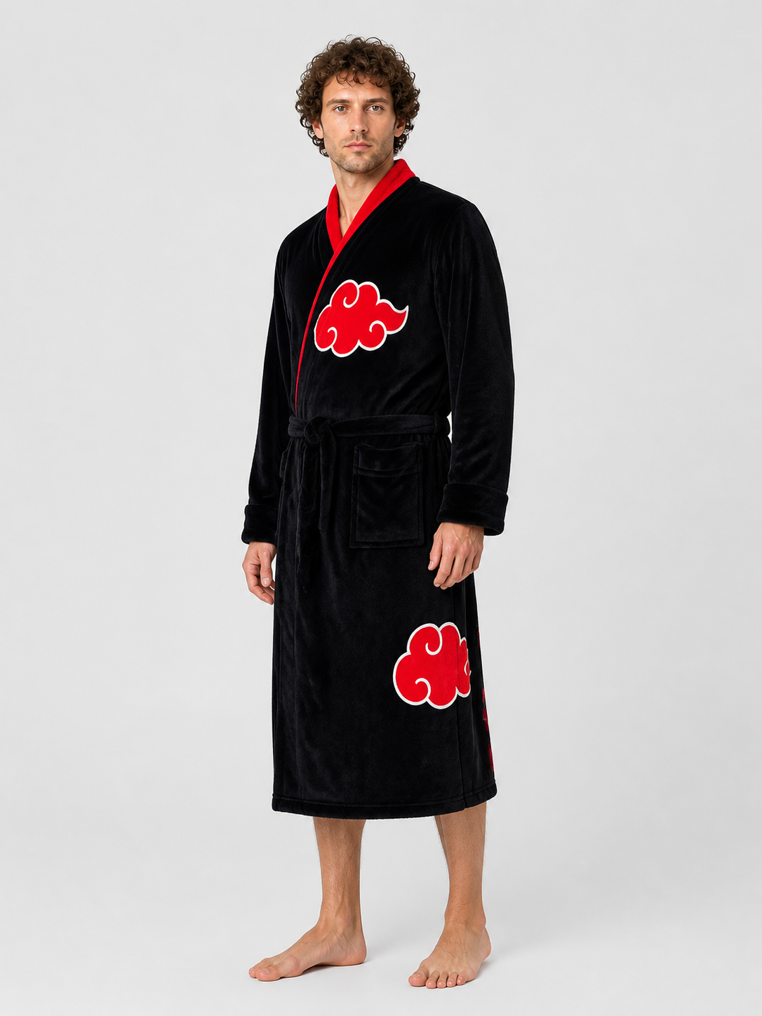 Cosplay Hooded Robe, Black, Red Clouds side view