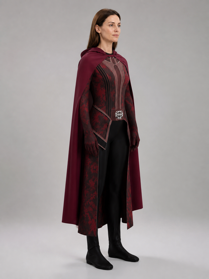 Cosplay Costume with a Long Hooded Cape side view