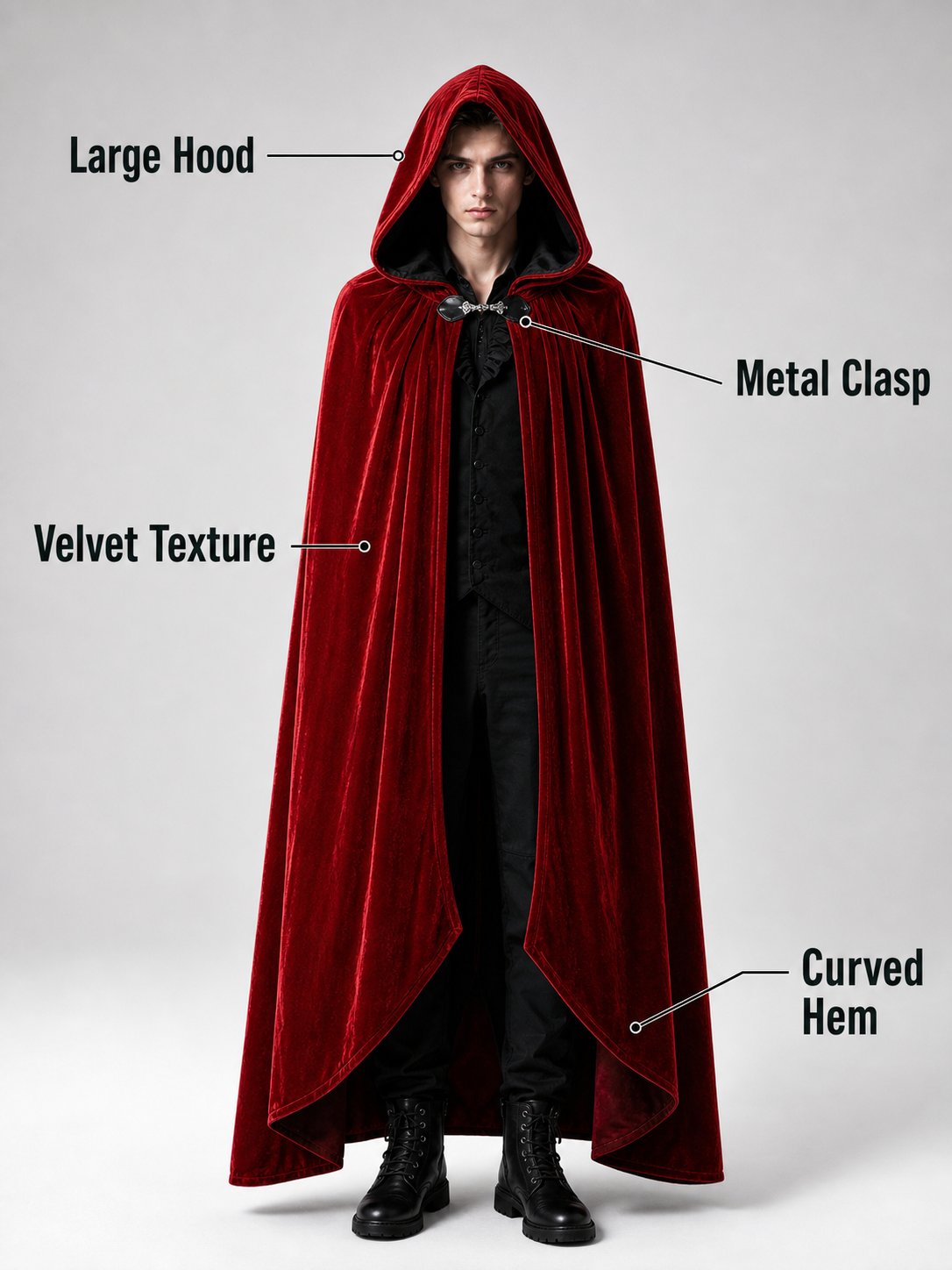 Red Hooded Carnival Cloak for Cosplay