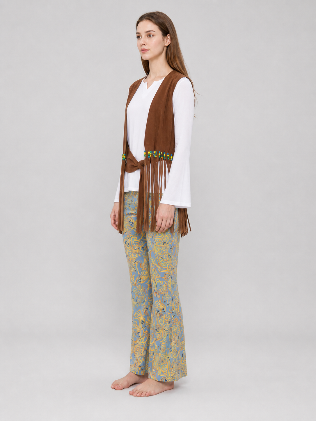 Stage Costume with Vest, Fringe, and Pants side view