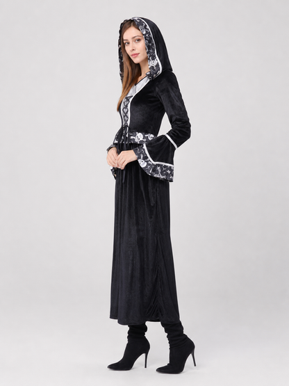 Cosplay Costume, Gothic Hooded Dress side view
