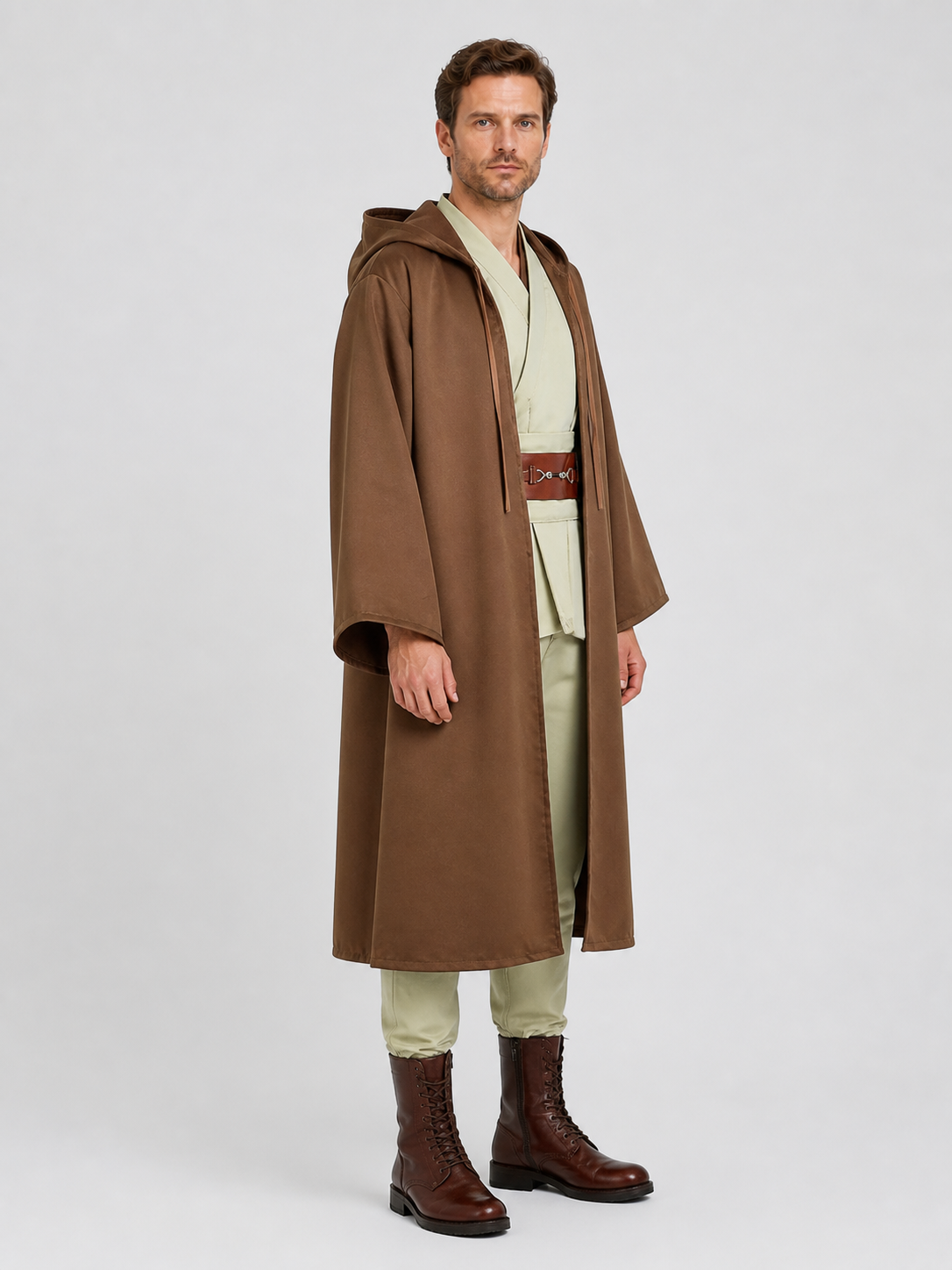 Star Wars cosplay costume, brown hooded robe side view