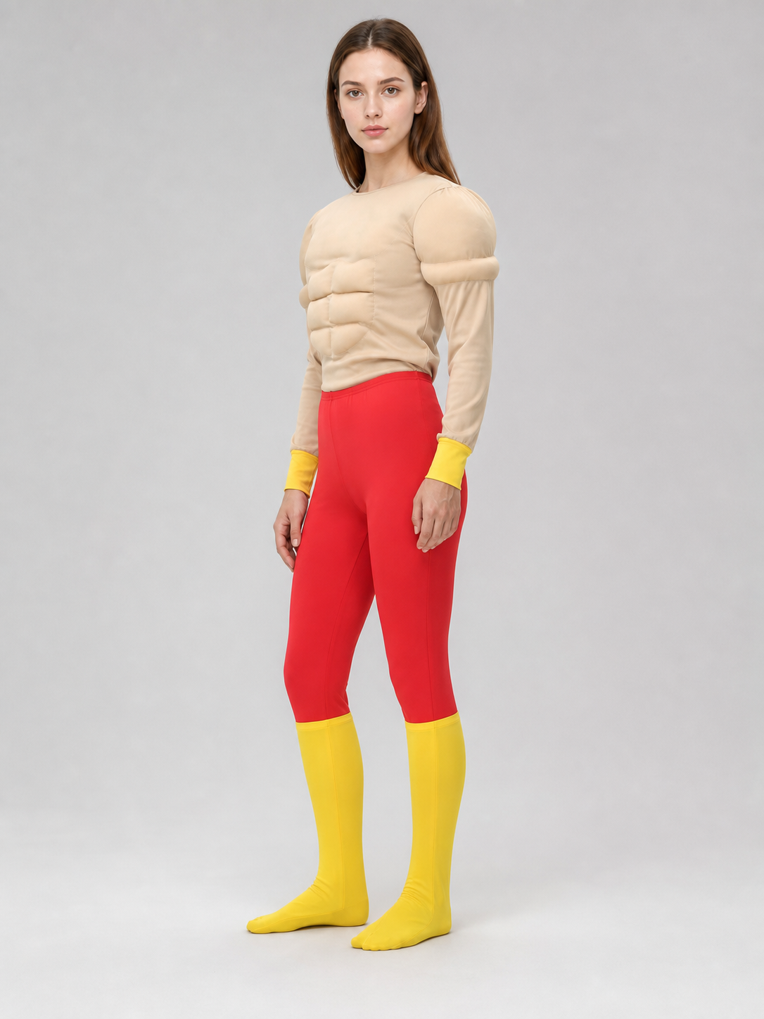 Stage Costume with Sculpted Muscles, Red and Yellow side view