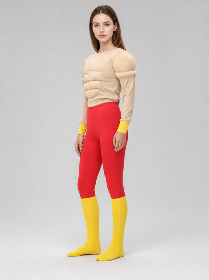 Stage Costume with Sculpted Muscles, Red and Yellow side view
