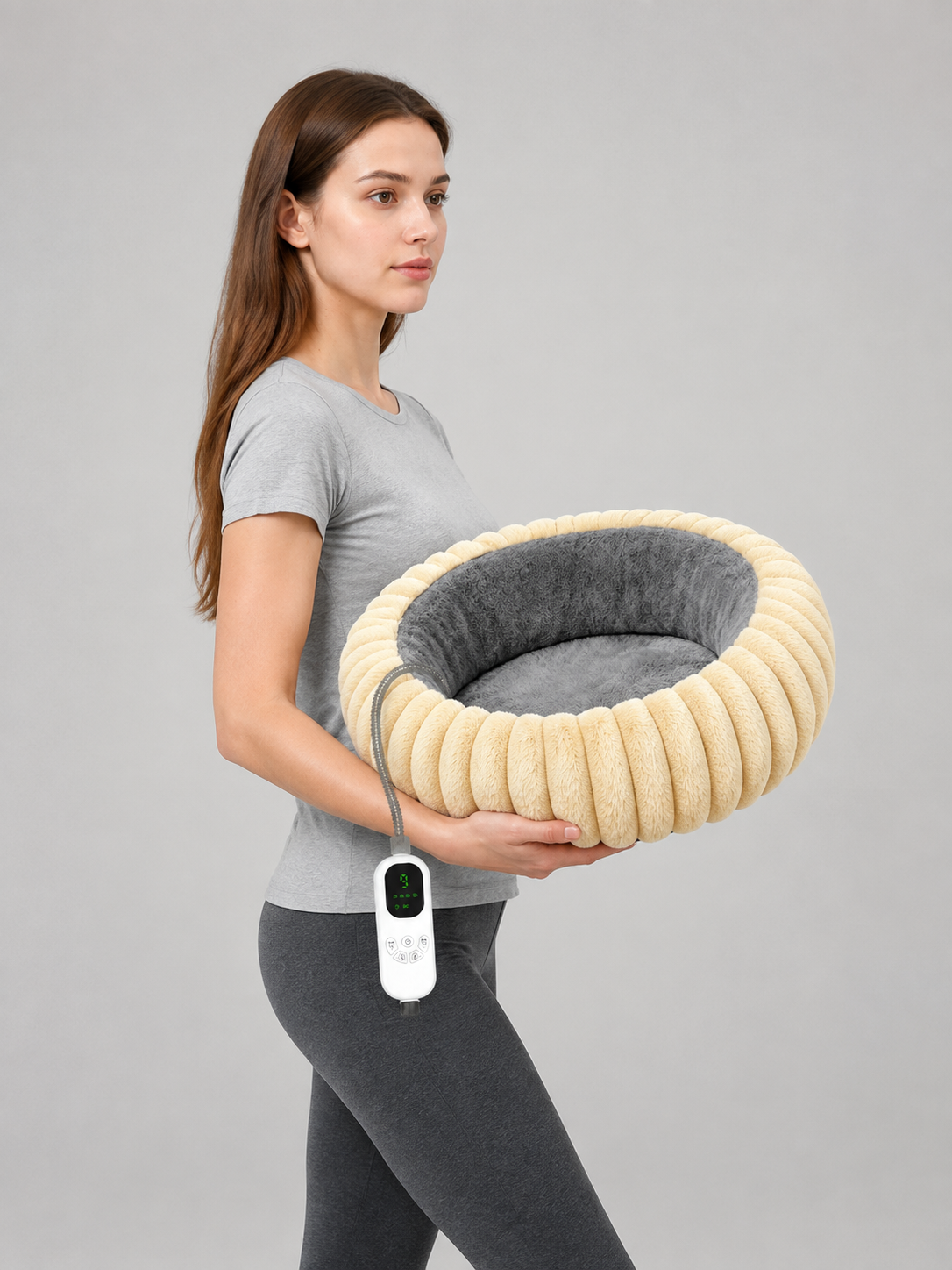 Round Heated Pet Bed side view