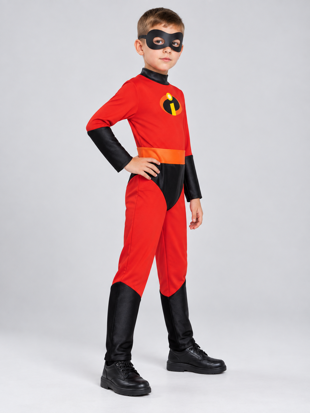Kids' red superhero costume with mask