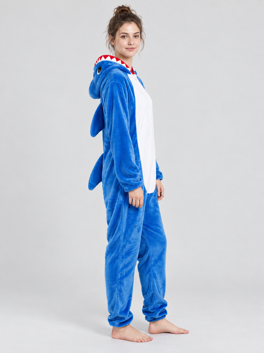 Blue Hooded Jumpsuit Pajama with White Insert