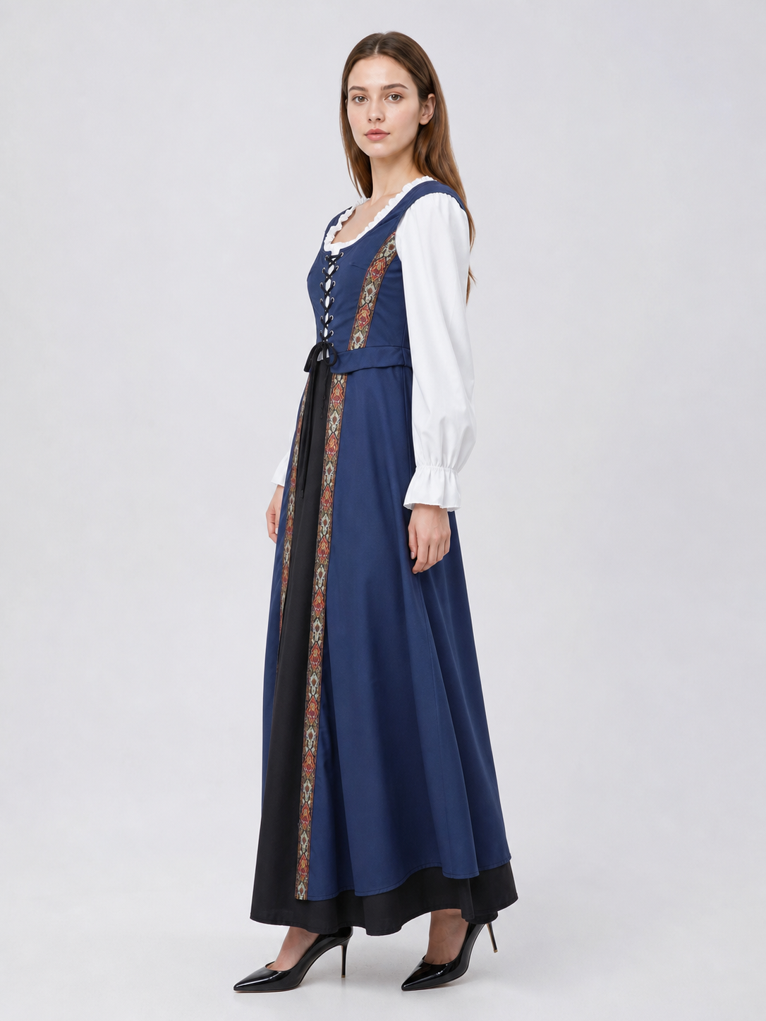 Medieval-Style Cosplay Dress with Lace-Up Front side view