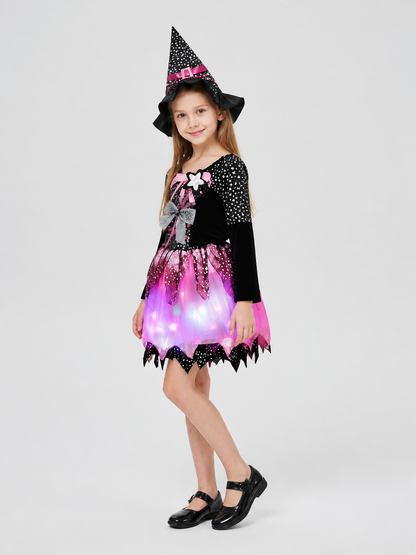 Witch Costume with Hat and Glowing Skirt side view