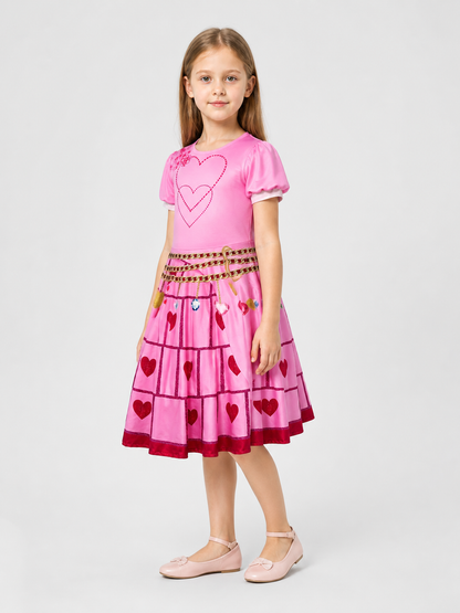 Poofy Red Queen Cosplay Dress with Hearts side view