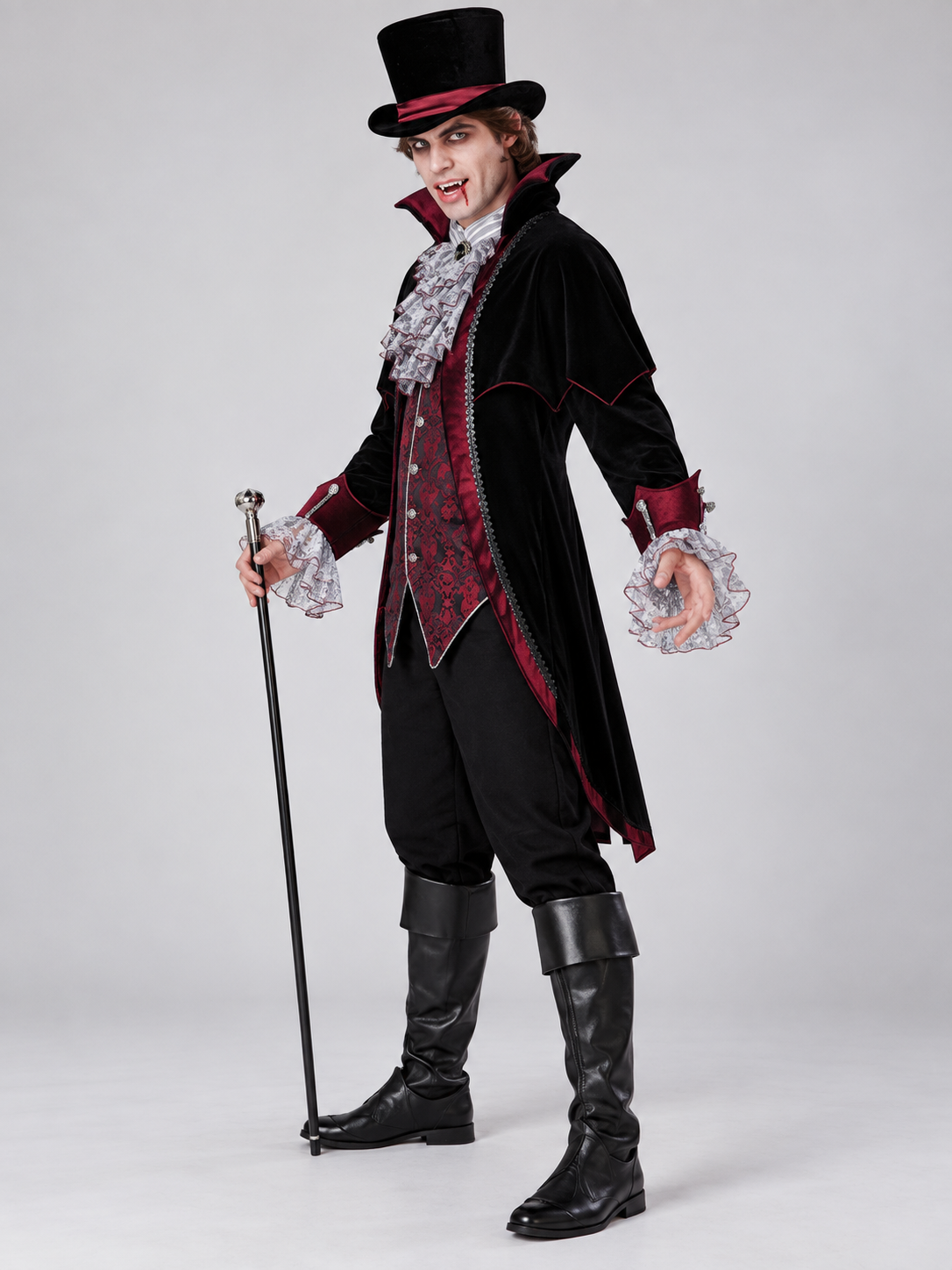 Adult Vampire Costume with Jabot and Top Hat