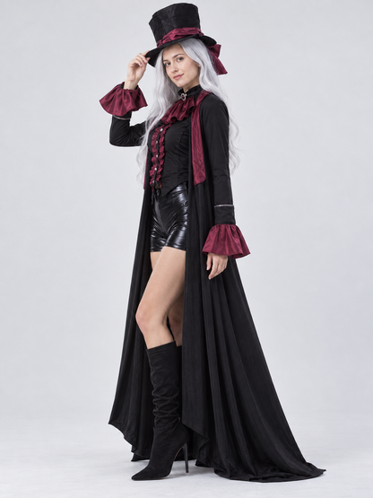 Adult Costume: Black and Burgundy with Top Hat