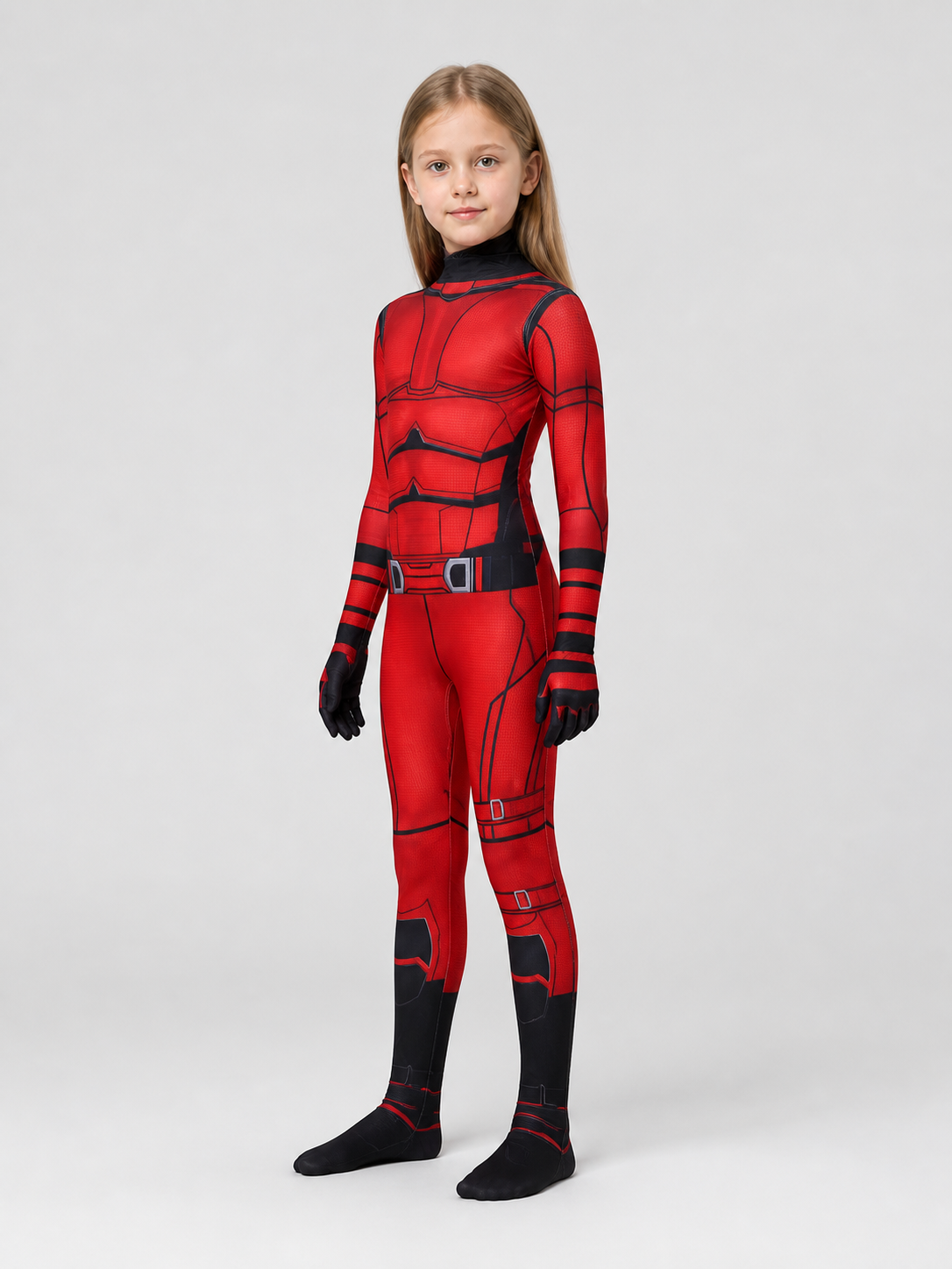 Daredevil Cosplay Jumpsuit, Red and Black, for Halloween side view