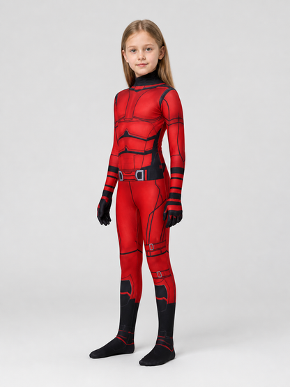 Daredevil Cosplay Jumpsuit, Red and Black, for Halloween side view