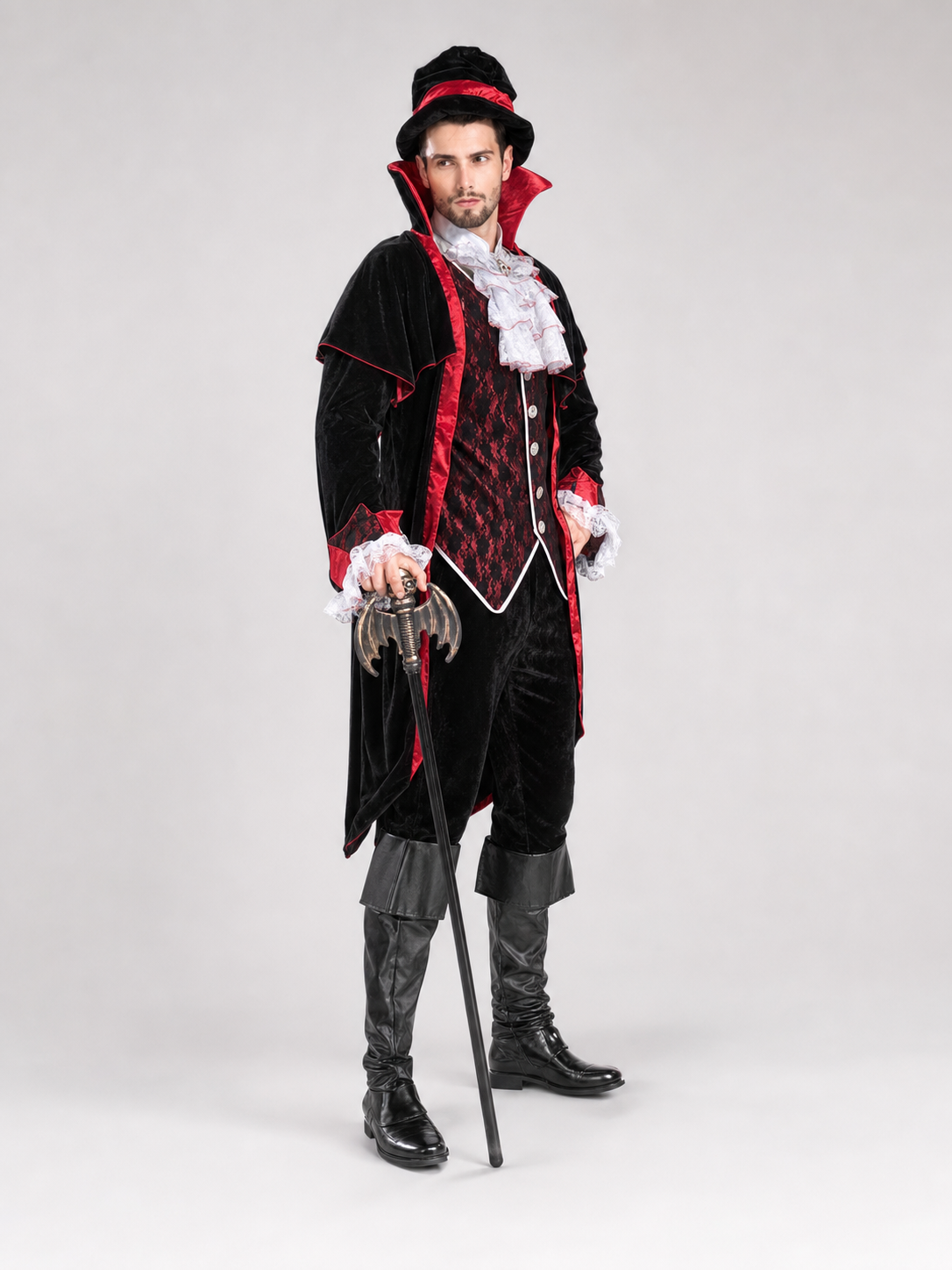 Vampire Carnival Costume with Hat and Cape