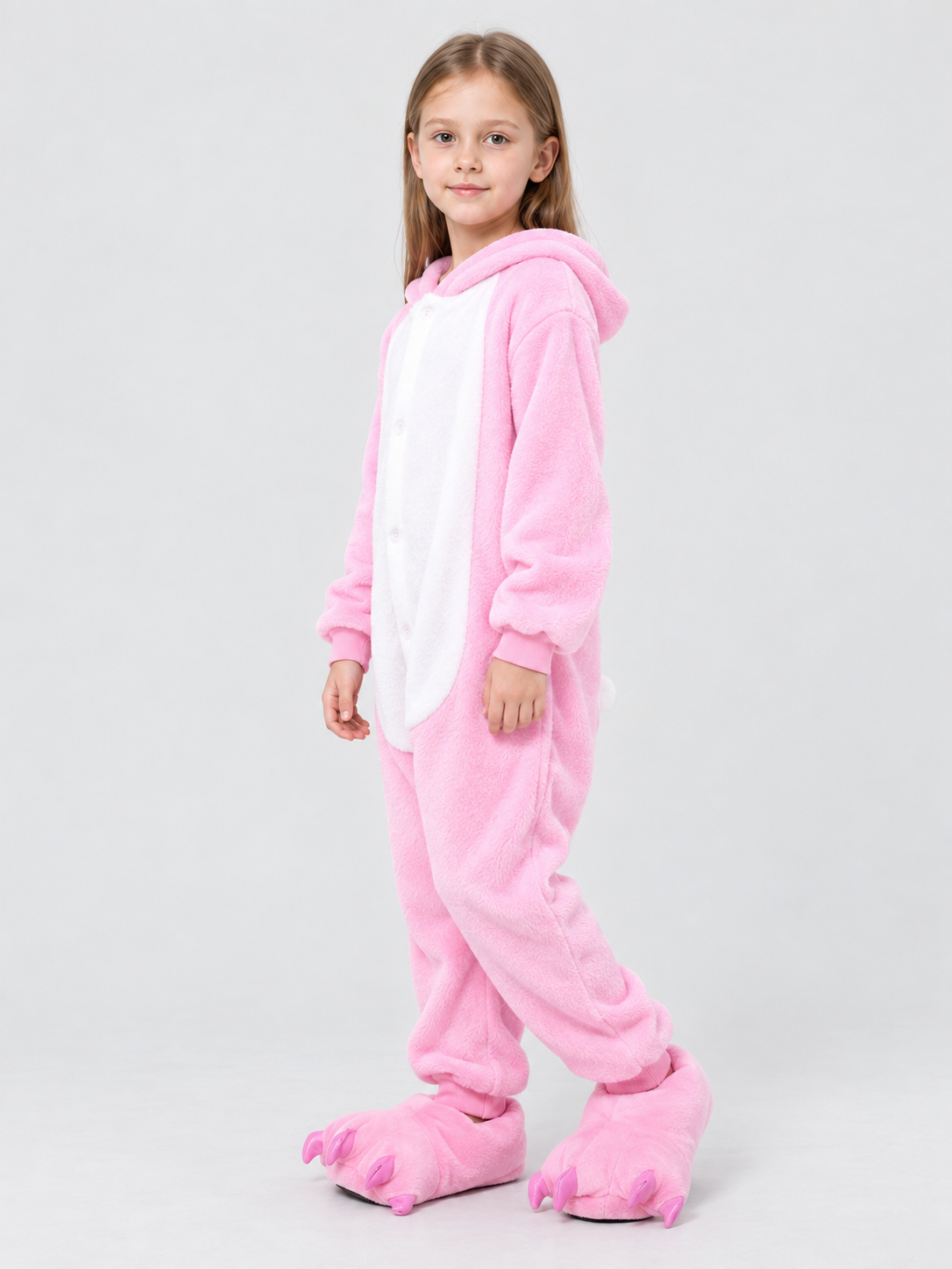 Kids' Hooded Pajama Jumpsuit with Puff Sleeves