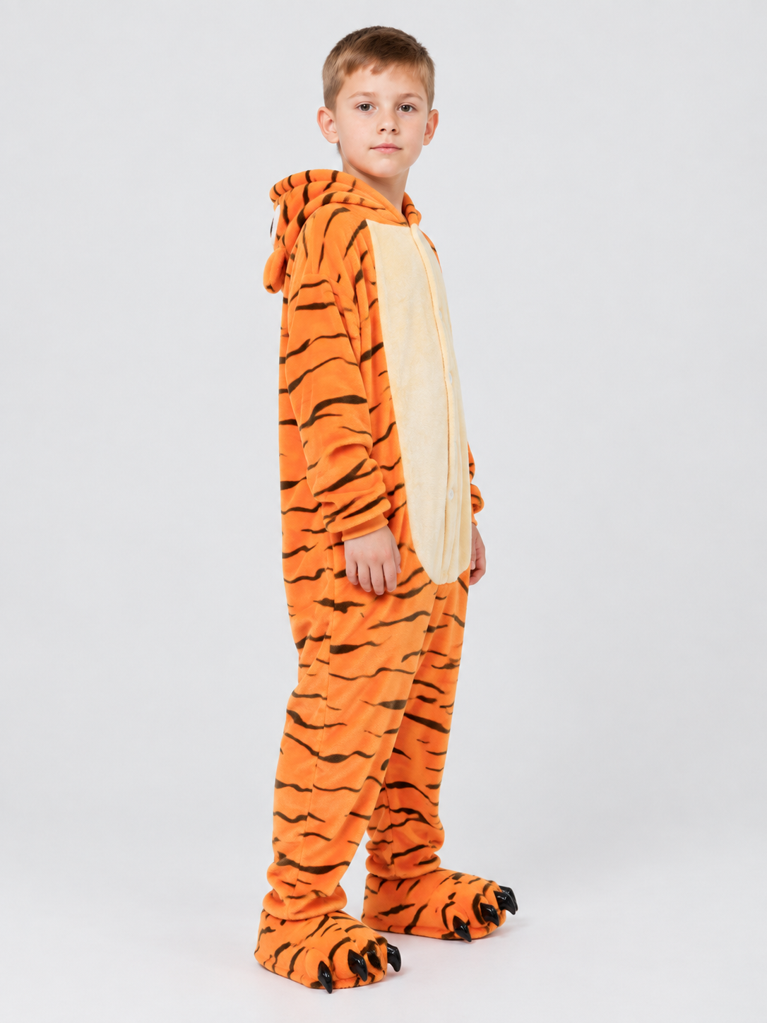 Kids' Hooded Tiger Striped One-Piece Pajama