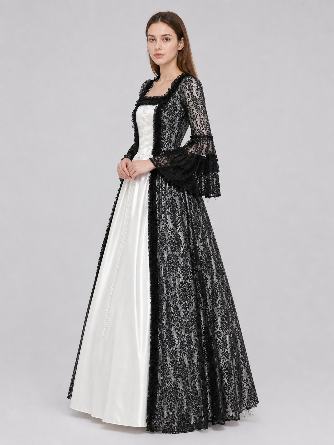 Gothic vintage floor-length dress with sleeves