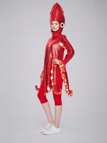 Red Sequin Squid Stage Costume