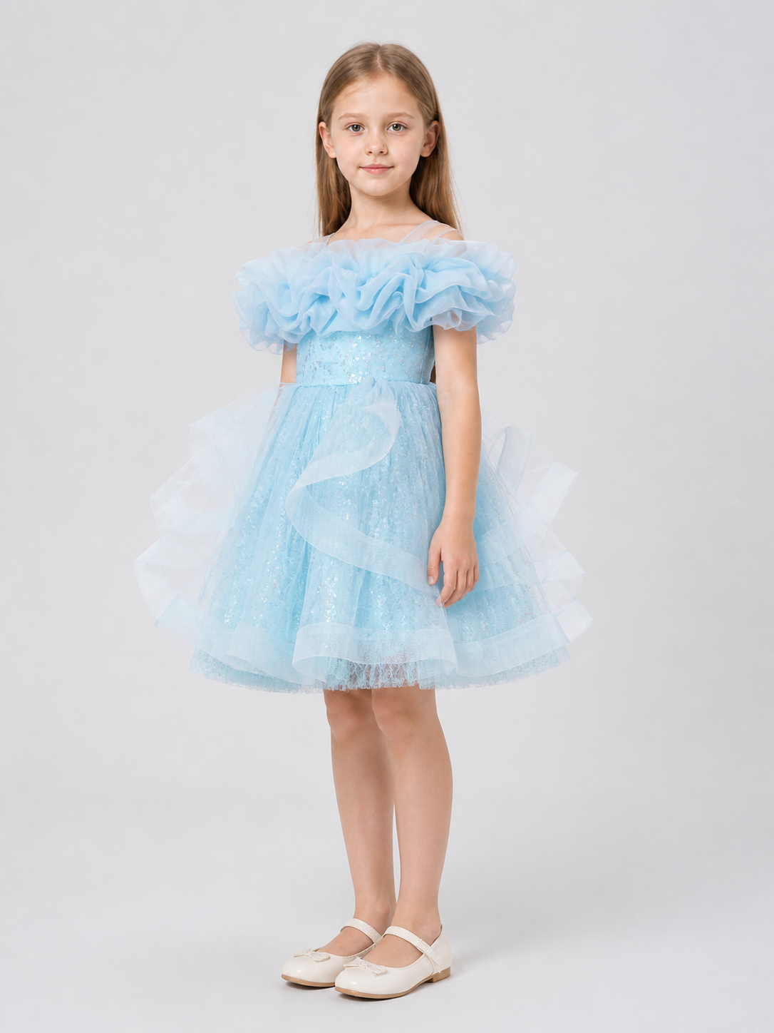 Sequin Princess Dress for Girls with a Full Skirt side view