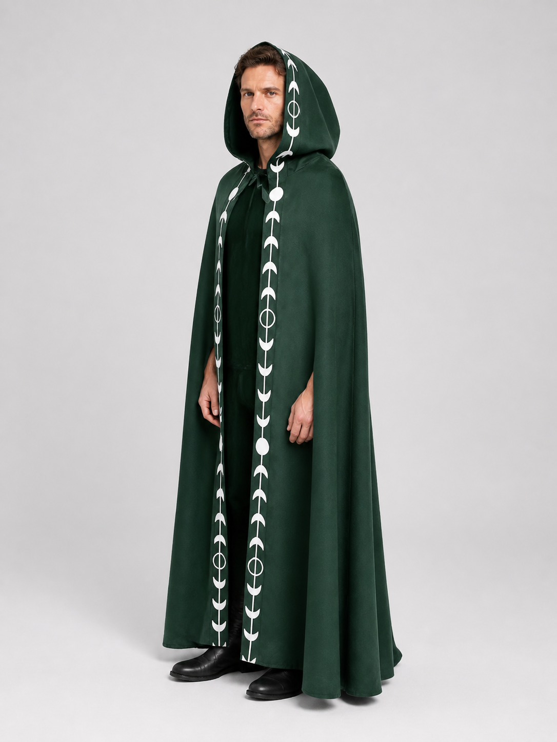 Green Hooded Cape with White Trim for Halloween