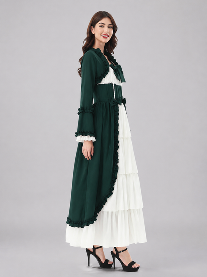 Stage Dark Green Dress with White Trim side view