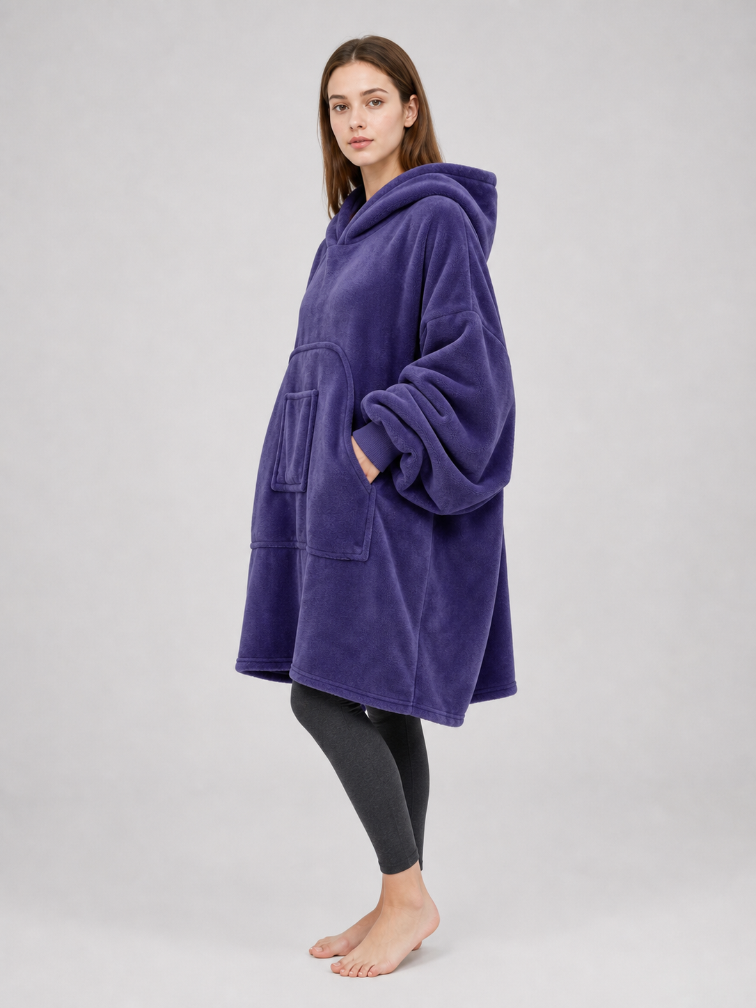 Oversized Hooded Blanket, Dark Purple