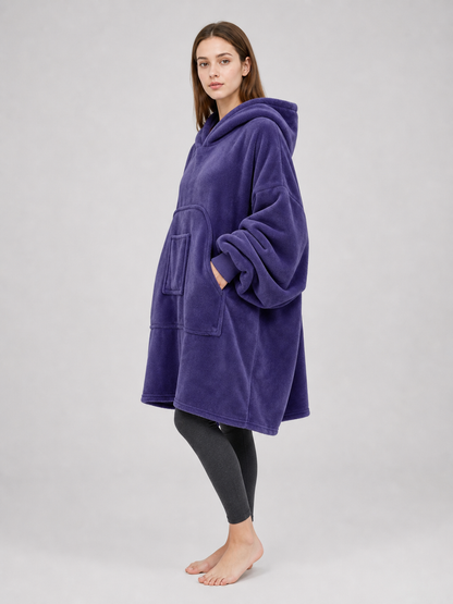Oversized Hooded Blanket, Dark Purple