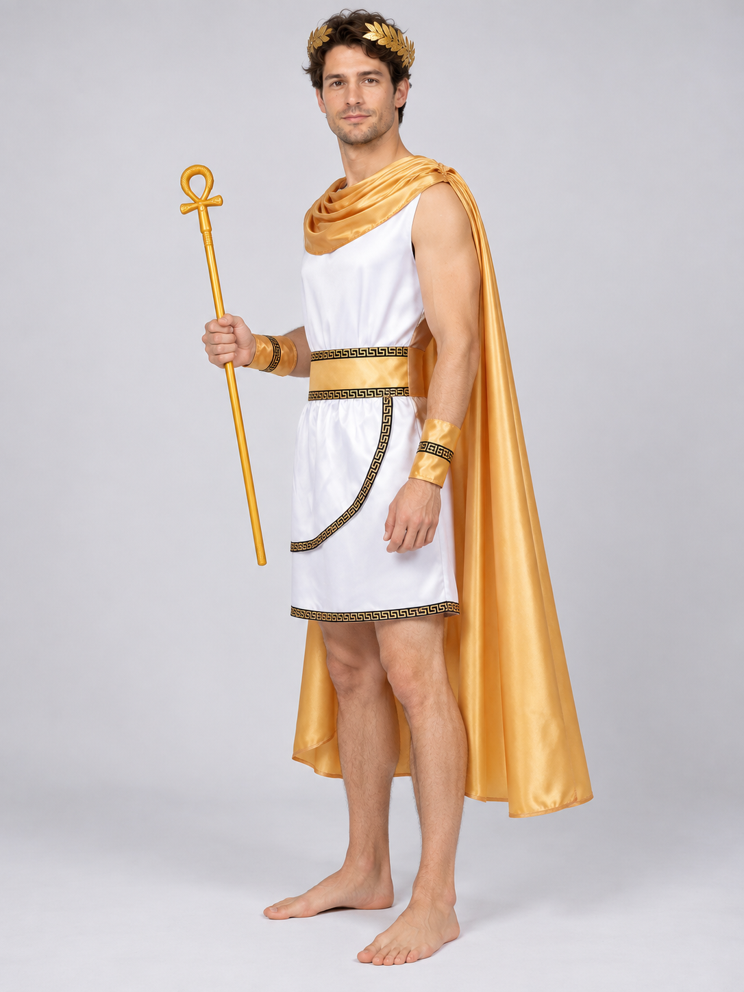 Greek God Costume: Tunic, Cape, Wreath, Scepter