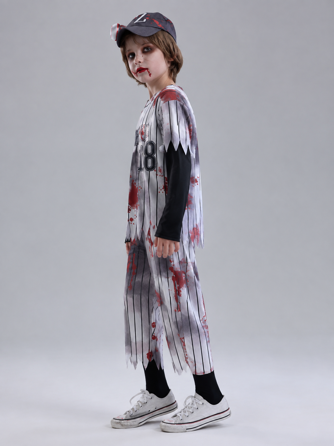 Gray Baseball Uniform-Style Zombie Costume side view