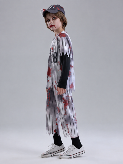 Gray Baseball Uniform-Style Zombie Costume side view