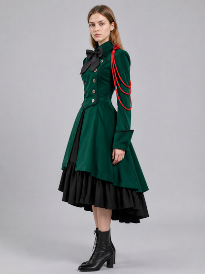 Gothic Victorian Dress with Bow and Ruffles side view
