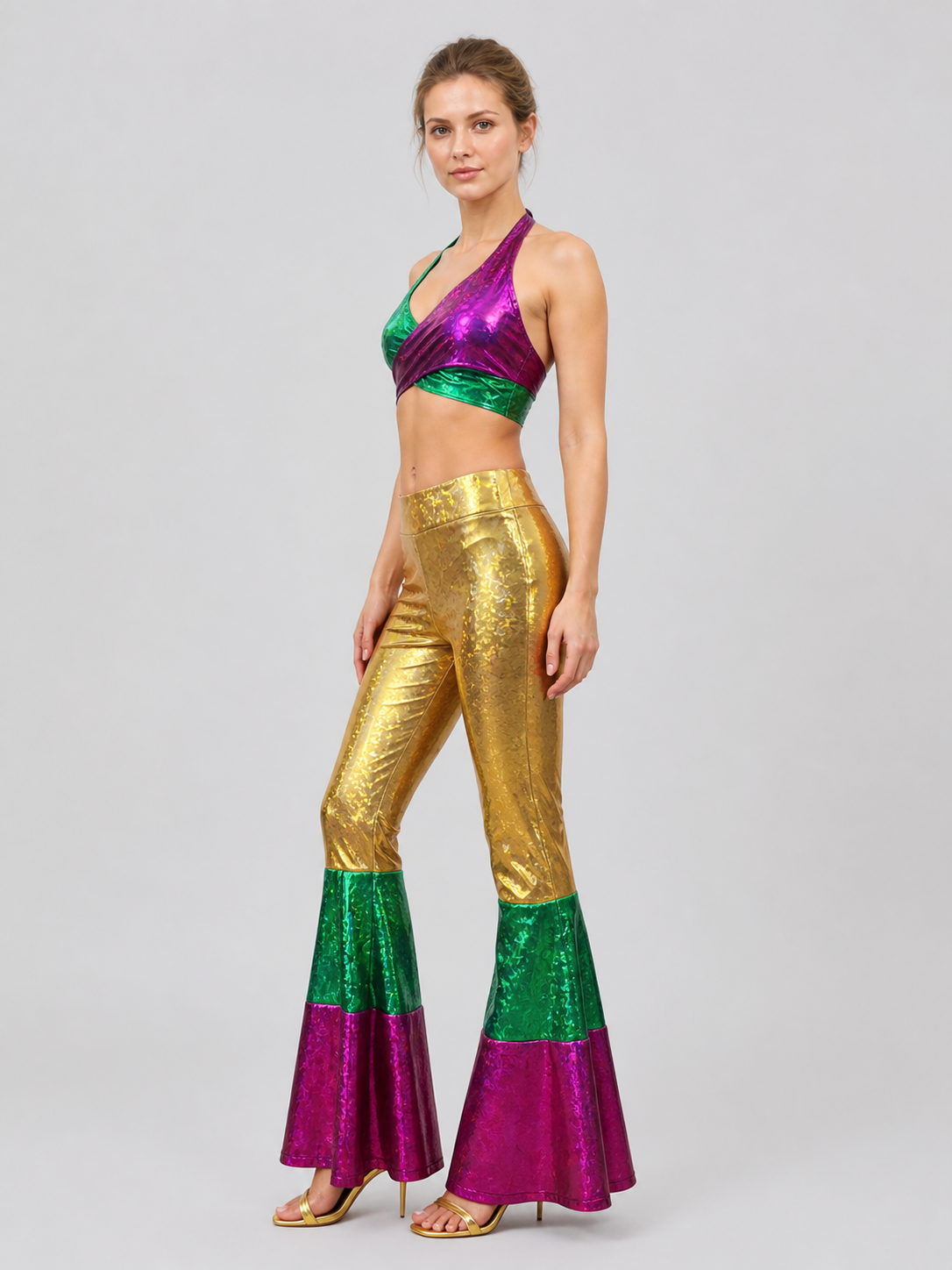 Stage Costume, Sparkly Top and Flared Pants side view