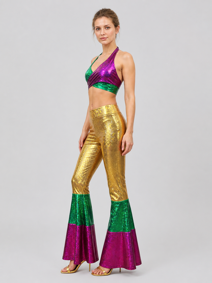 Stage Costume, Sparkly Top and Flared Pants side view