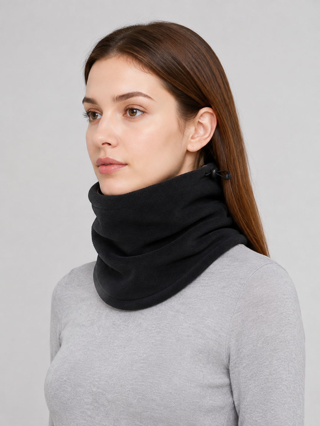 Black Insulated Neck Gaiter with Fleece Lining side view