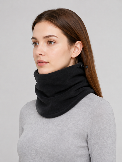 Black Insulated Neck Gaiter with Fleece Lining side view