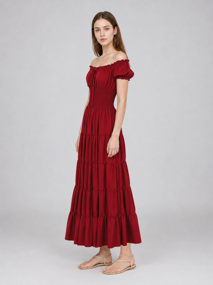 Medieval-Style Dress with a Tiered Skirt