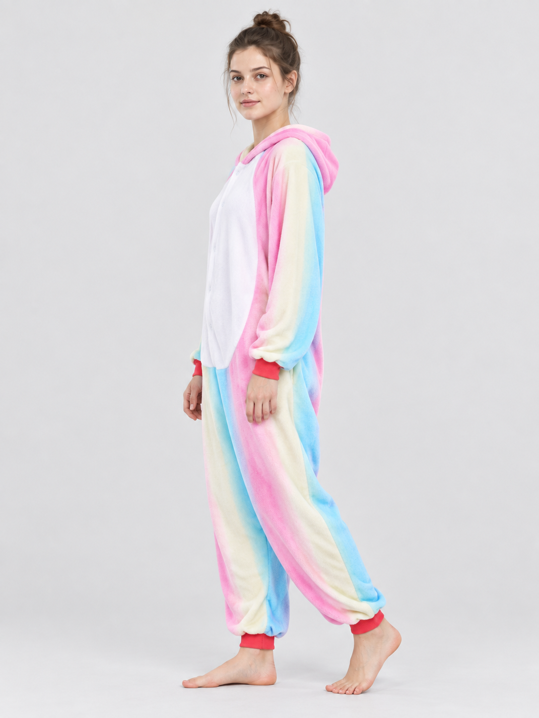 Hooded Kigurumi Jumpsuit, Flannel, Pastel