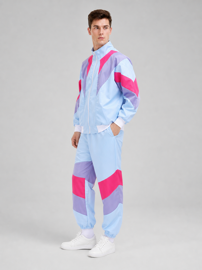 Bright two-piece set with geometric panels