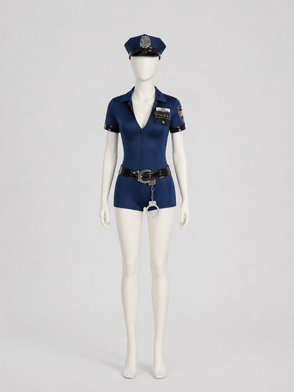 Police Cosplay Costume, Blue Jumpsuit side view