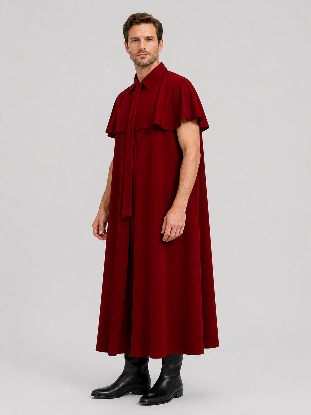 Long Red Death Cloak for Cosplay and Halloween side view