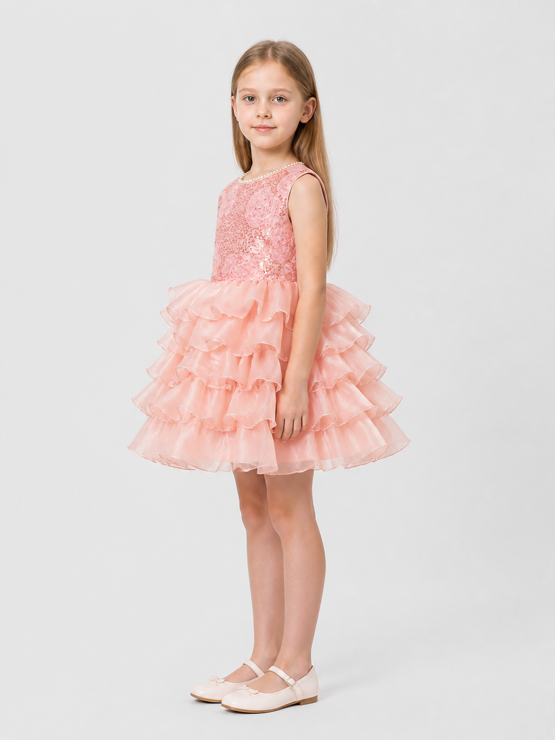 Children's Tutu Skirt with Lace and Layered Ruffles side view