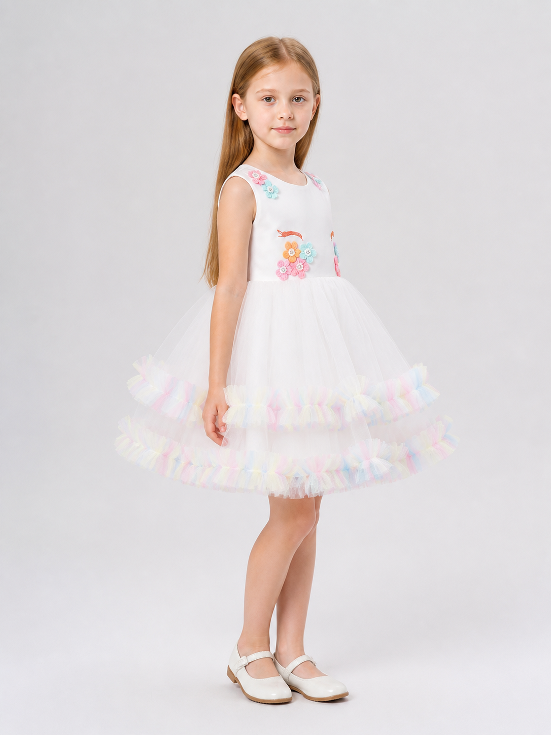 Sleeveless Princess Dress with Full Mesh Skirt side view